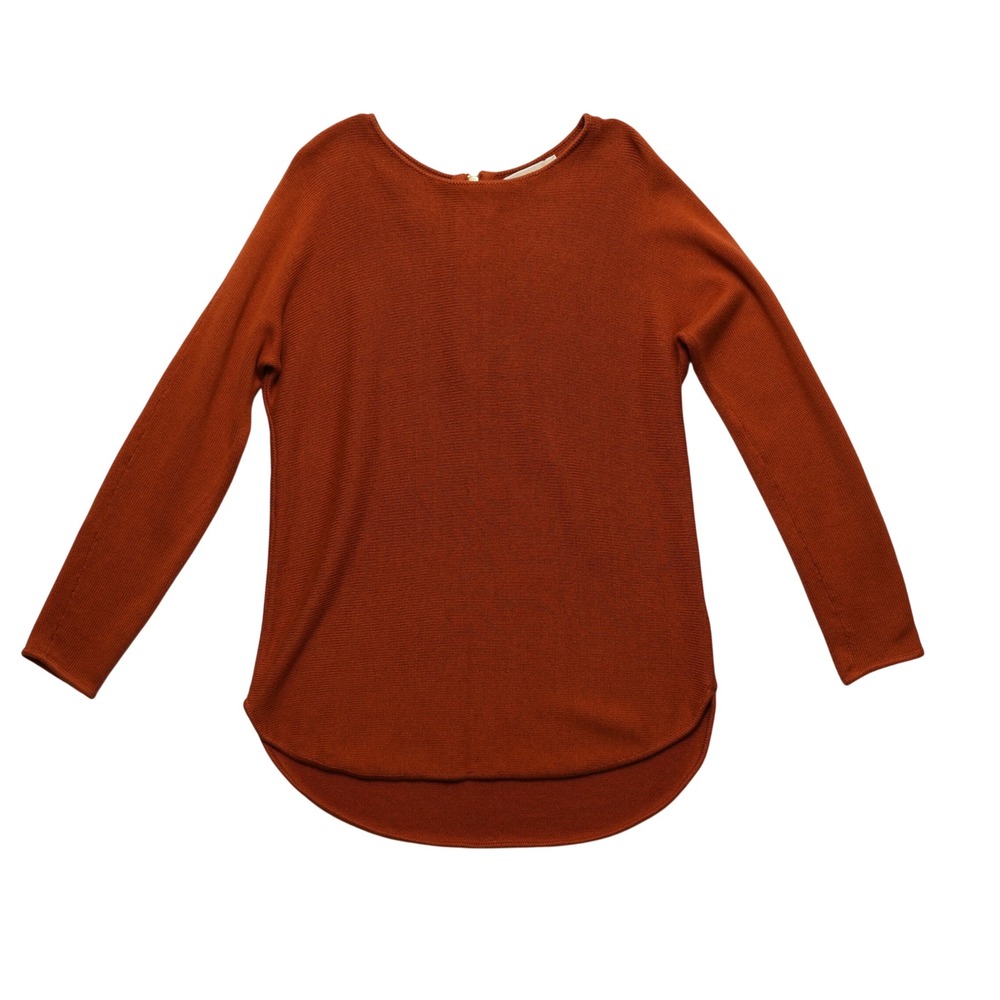 Michael Michael Kors Sweater Women Small Orange‎ Gold Zipper Back High-Low Knit